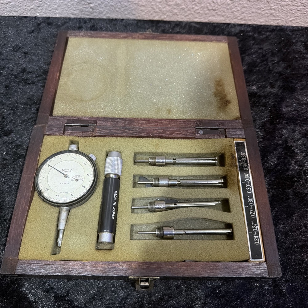 Teclock  Japan .24”-.38” Dial Indicator w/ box as is vintage