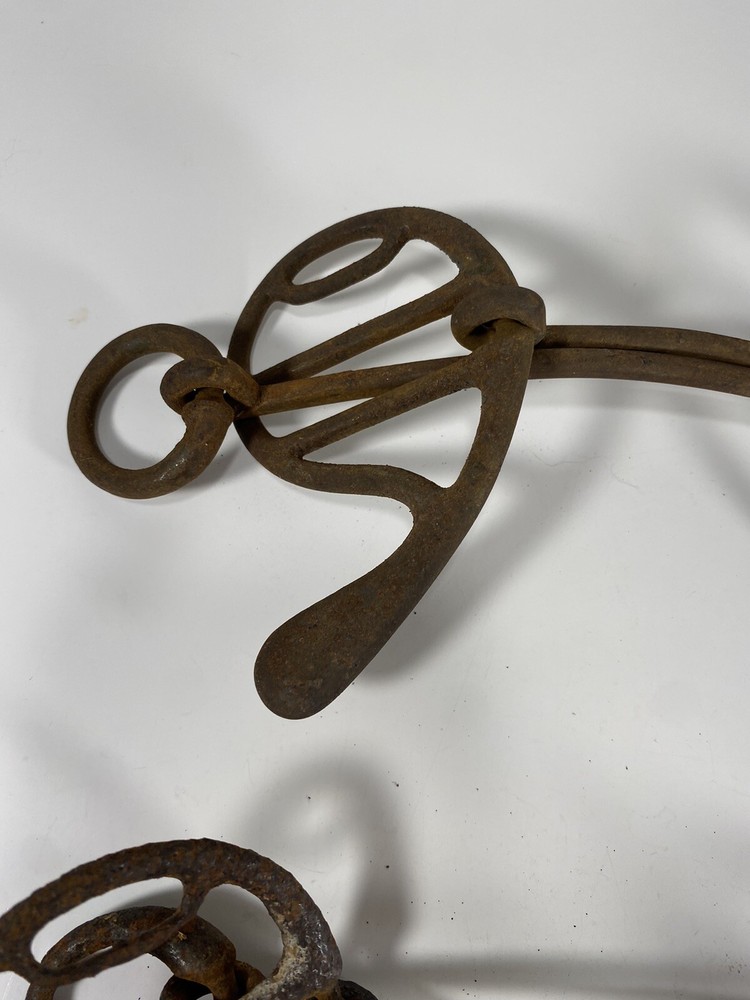 2 Antique Cast Iron Horse Bits Hand Forged