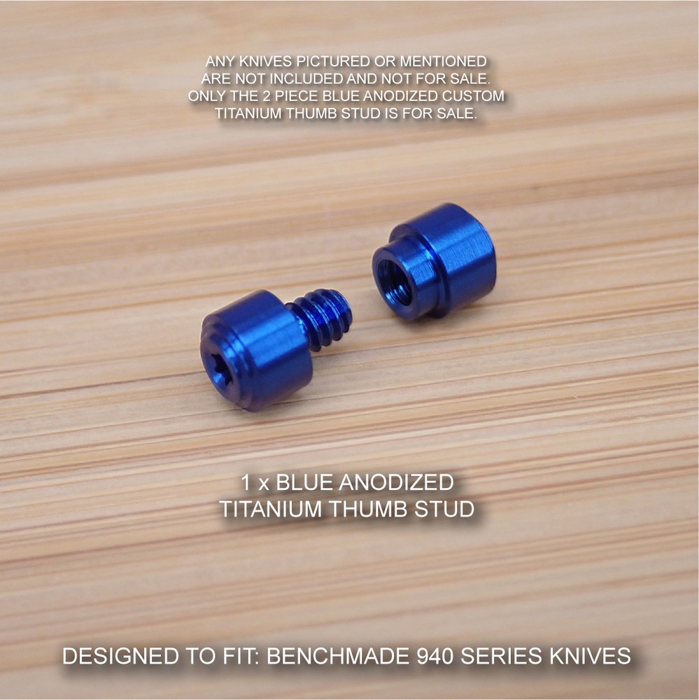 Benchmade 940-1 Osborne Knife 2 PC Custom Titanium Thumb Stud Set Anodized BLUE