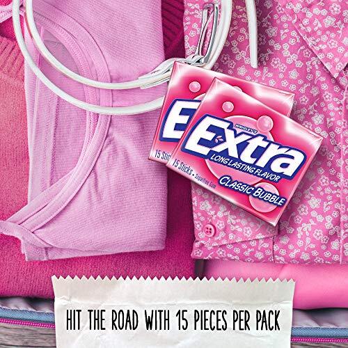 EXTRA Classic Bubble Sugar Free Chewing Gum, 15 Count (Pack Assorted Styles