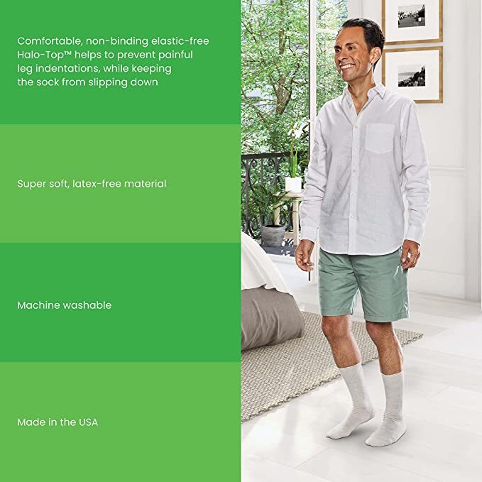 Smartknit Seamless Diabetic Socks (White) Large