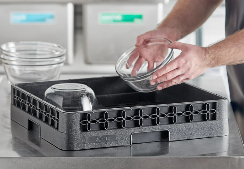 2 Pack Full-Size Open Bowl Rack with Closed Sides Durable Stackable Kitchen Rack