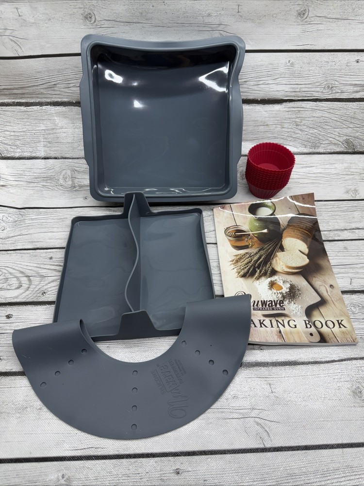 Nuwave Silicon Bakeware Set Bake Pan Divider Ring Cupcake Liners and Baking Book