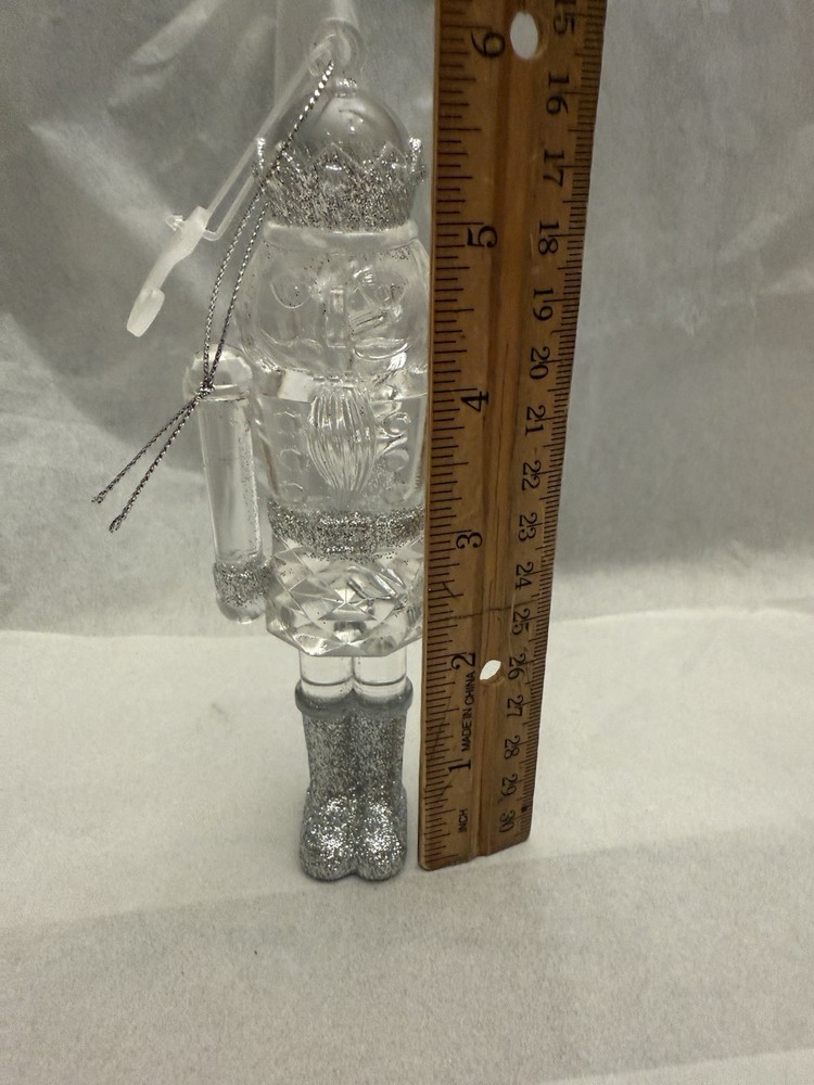 Holiday Time Clear Decorative Nutcracker Christmas Ornament 6” NEW