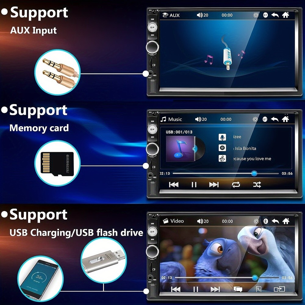 MP5 Car Player 2 Din 7 Inch Touch Screen Car Stereo Bluetooth + Backup Camera^