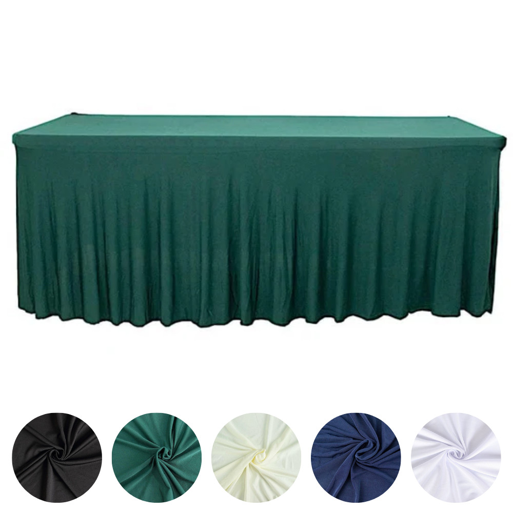 6 ft Wavy Rectangular Fitted Tablecloth Premium Spandex Table Cover Party Events