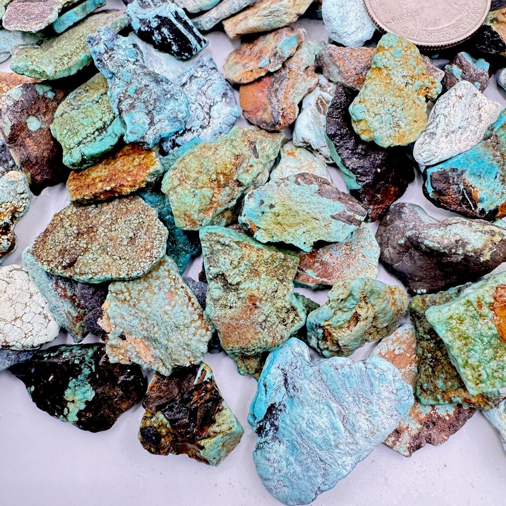 One Pound Natural Veins Turquoise Thin Authentic Hard Blue & Green