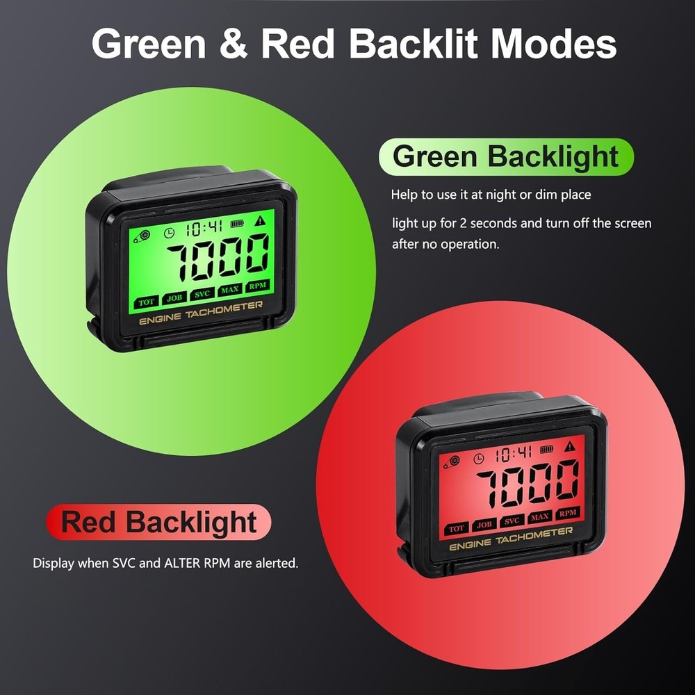 Multifunctional Digital Tachometer with Clip - Ideal for Chainsaws & Mowers