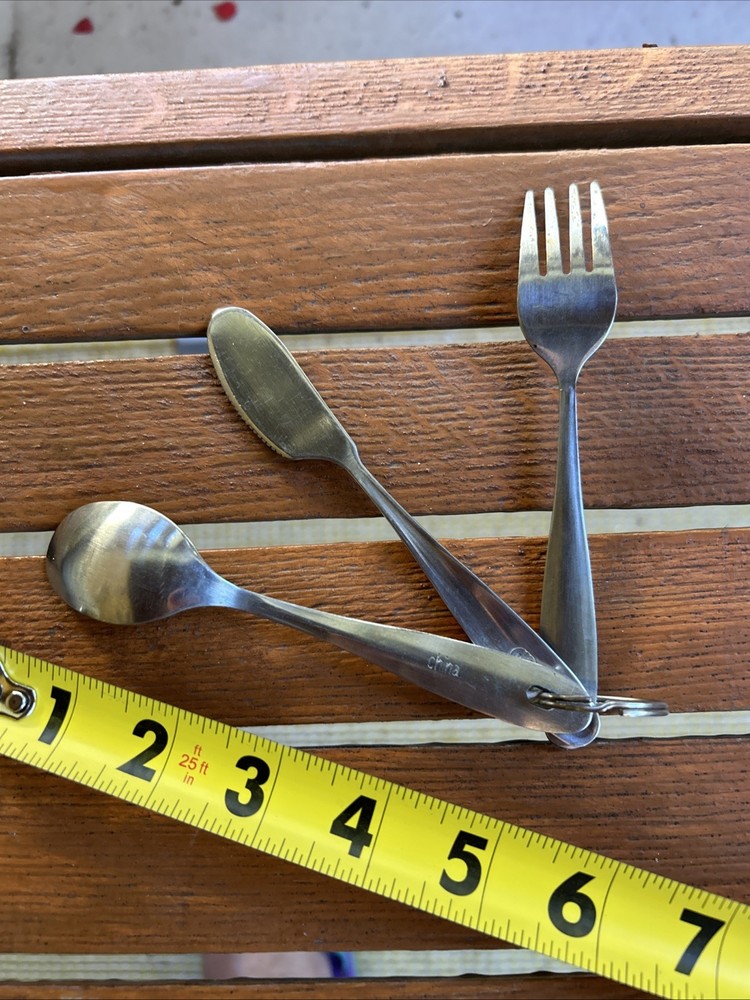 Children’s Camping Flatware Knife Fork Spoon Stainless Steel EUC