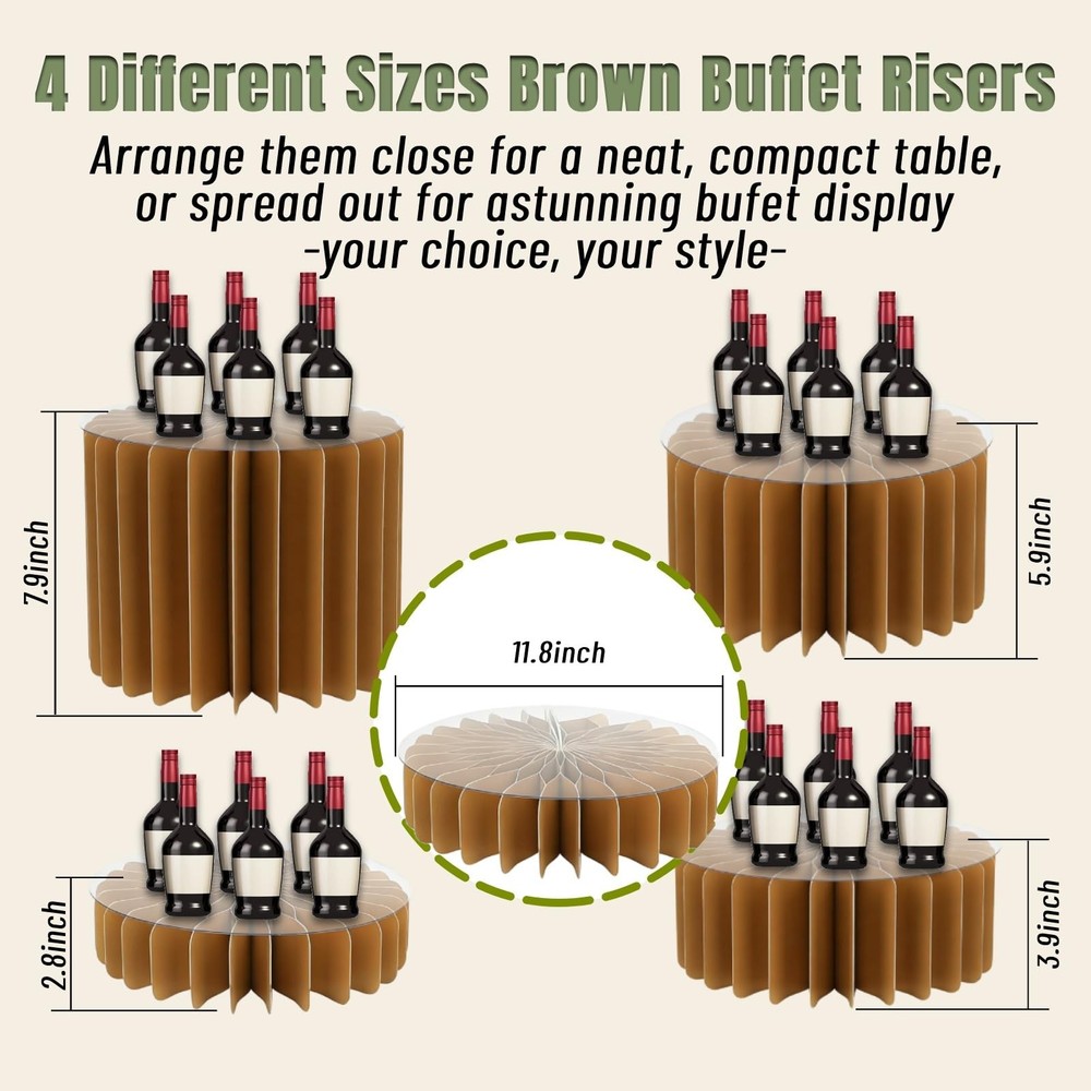 4 Pack Buffet Risers Food Risers for Buffet Table Acrylic Risers Display Stan...