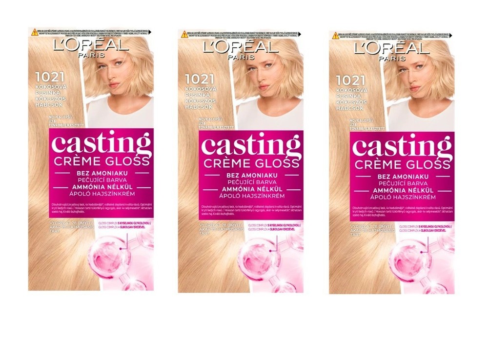 (PACK OF 3) L'OREAL CASTING CREME GLOSS 1021 HAIR COLOR  LIGHT PEARL BLOND
