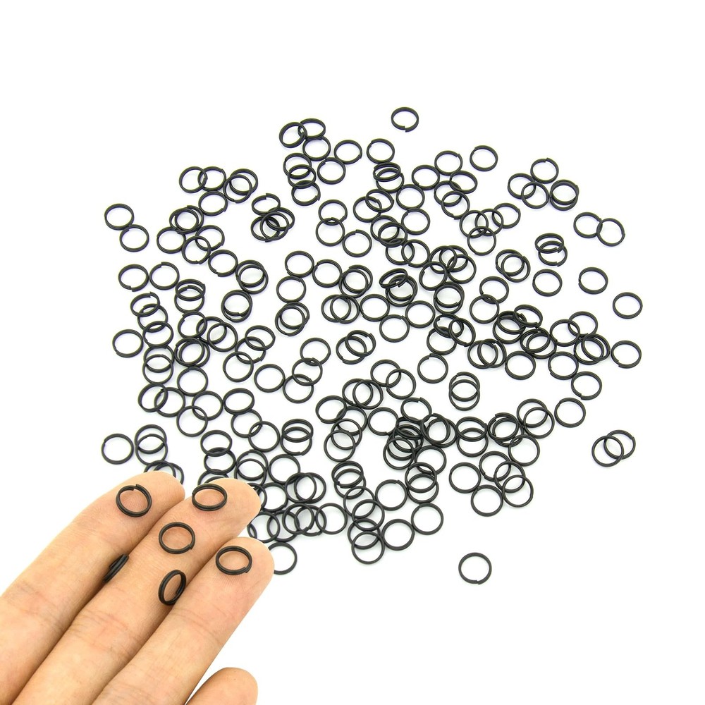 200pcs 8mm Mini Split Jump Ring with Double Loops Small 8mm, Black