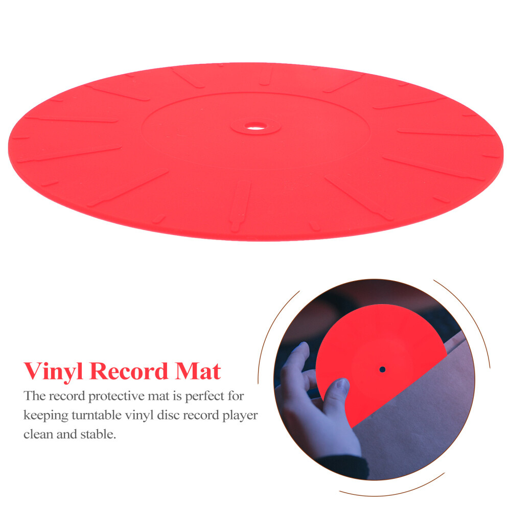 1PC Red Disc Protective Mat Turntable Platter Pad Silicone Audio Player Mat