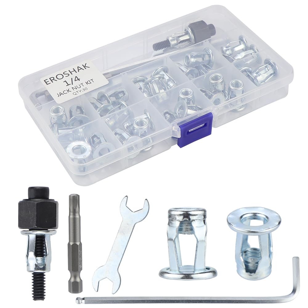 1/4 Jack Nut with Installation Tool Threaded Insert Nuts Nutserts black