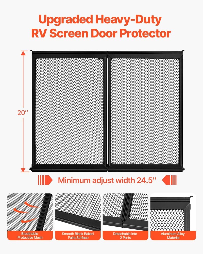 RV screen door protector, easy to install and remove, breathable protective mesh