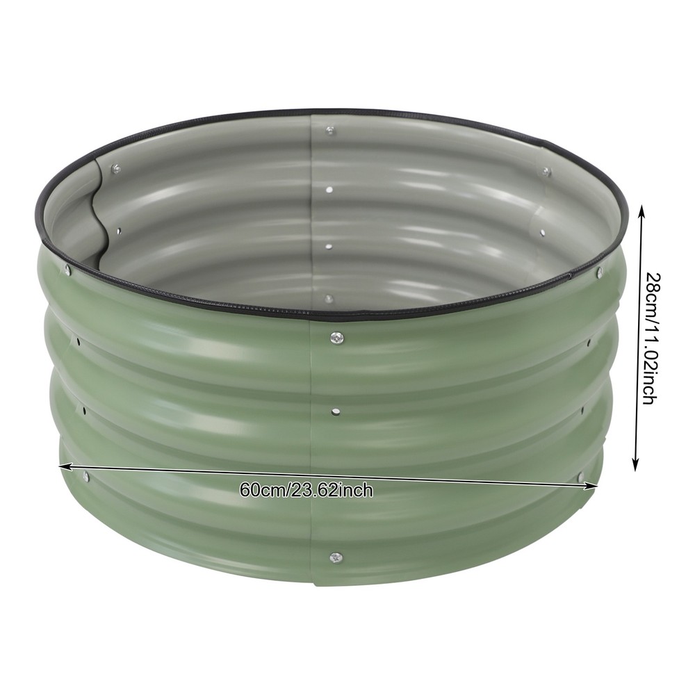2 Pack Round Galvanized Metal Garden Planters with Open Base Design