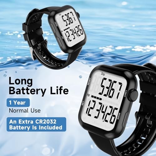 Pedometer Watch, Multi-Function Pedometer for Walking Steps and Miles, 3D Black
