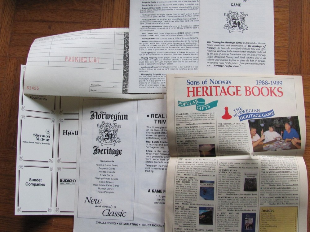1987 THE NORWEGIAN HERITAGE BOARD GAME MILCO