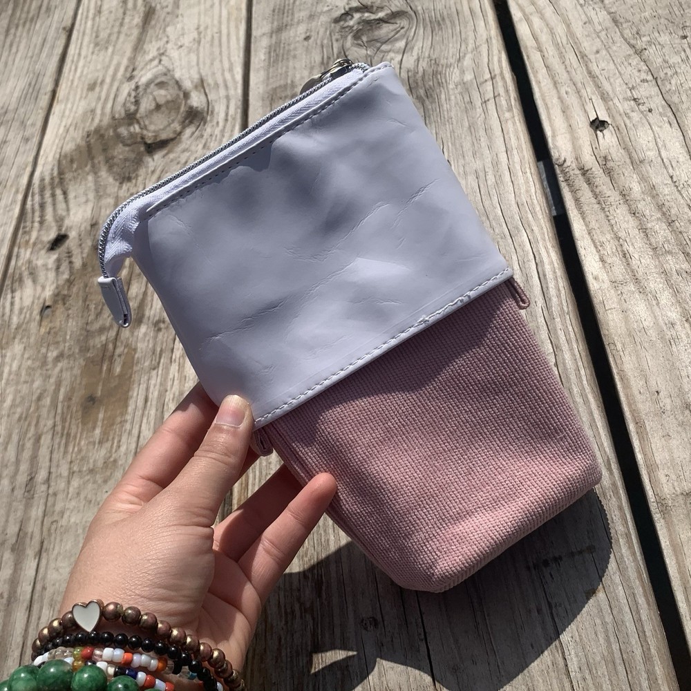 Pink And White Collapsable Pencil Pushcase