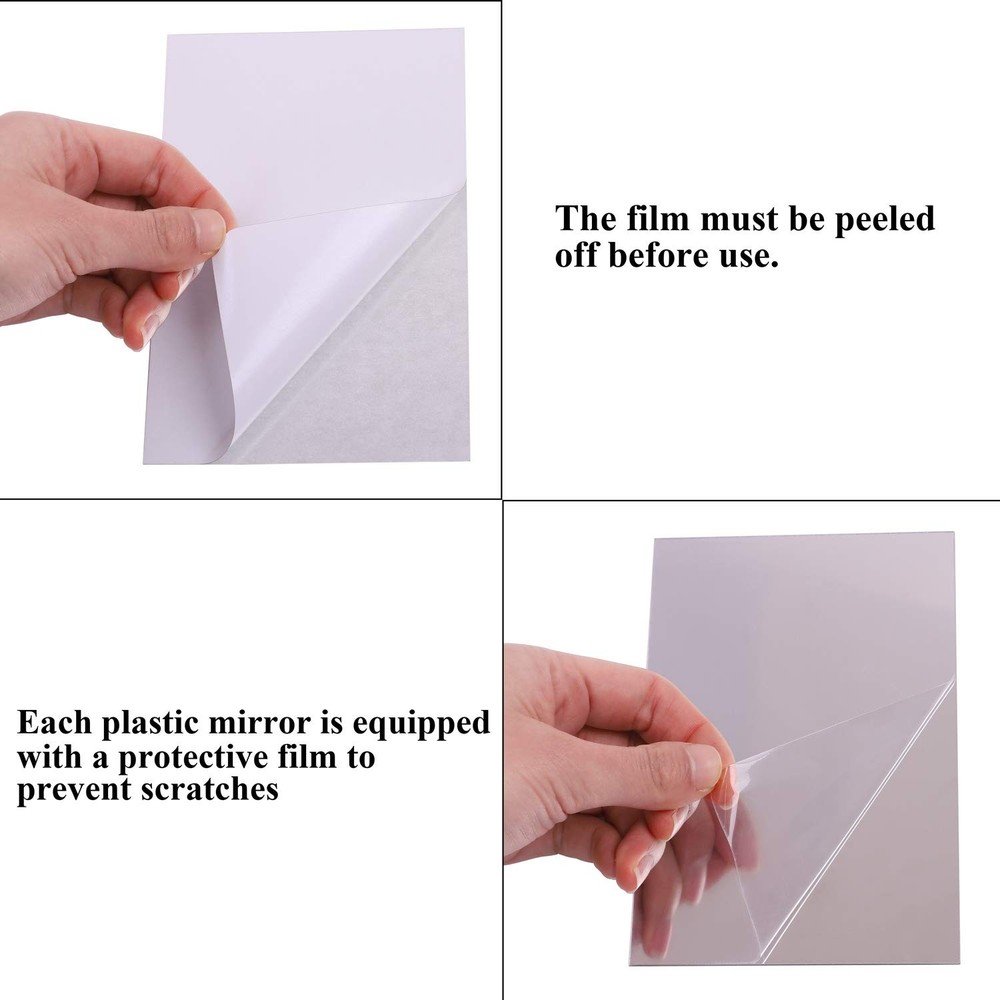 Elcoho 12 Pack Plastic Mirrors Decor Flexible Mirror Sheets Self Adhesive Mirror