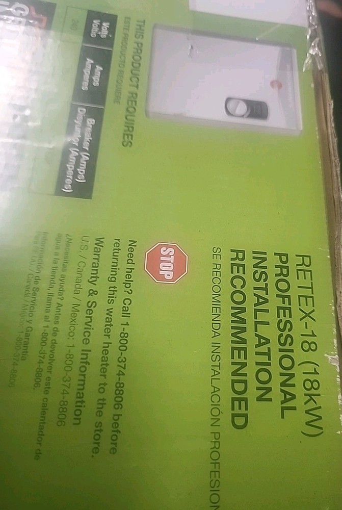 Rheem rtex-18 tankless electric water heater 240 volts