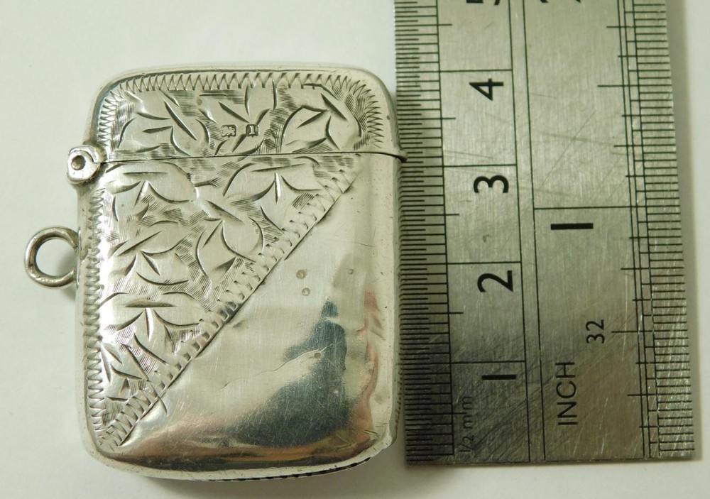 Antique Solid Sterling Silver Vesta Case Matchsafe 1910 Hallmark By Thomas Hayes