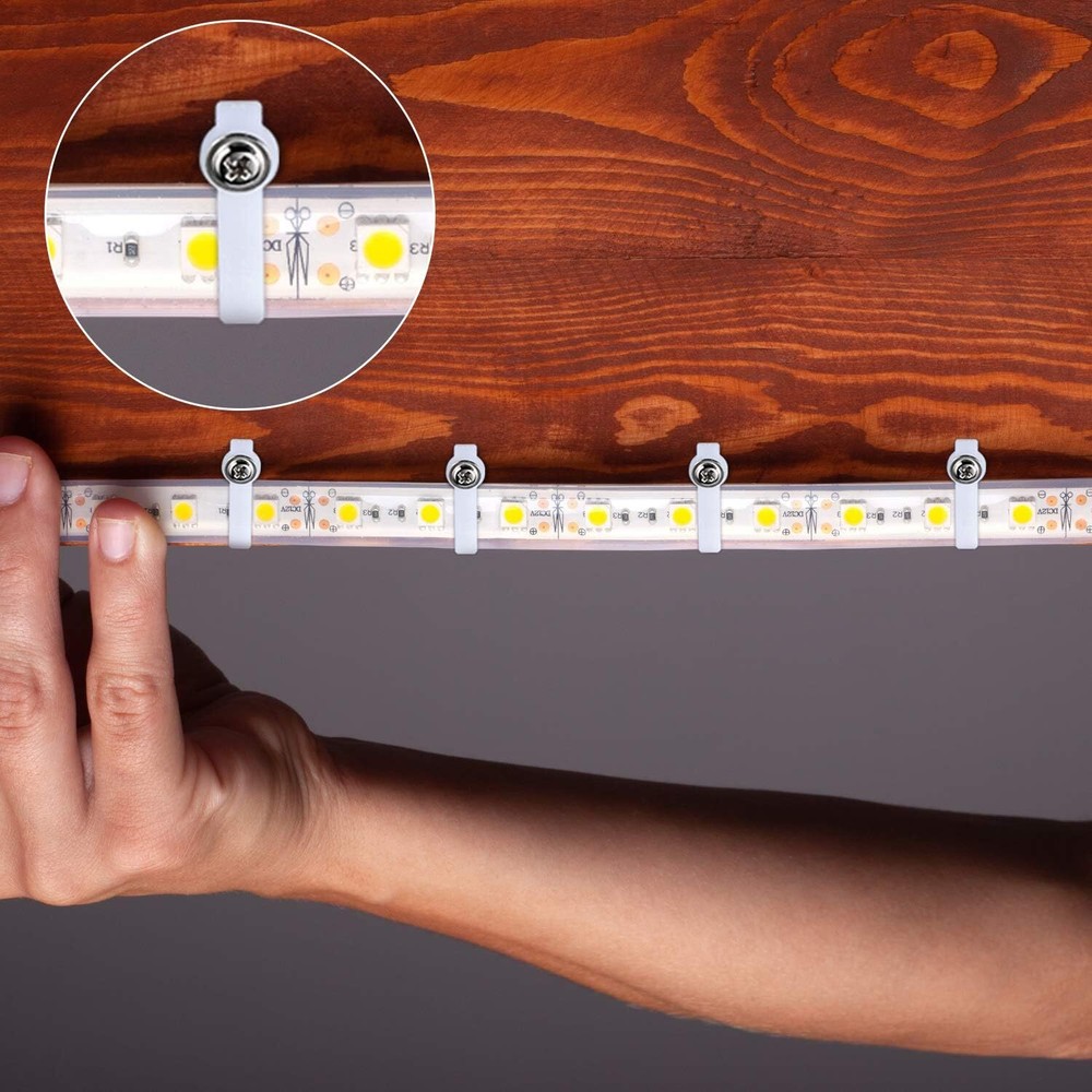 Mudder 300 Pieces LED Mounting Clips Bracket Strip Light White