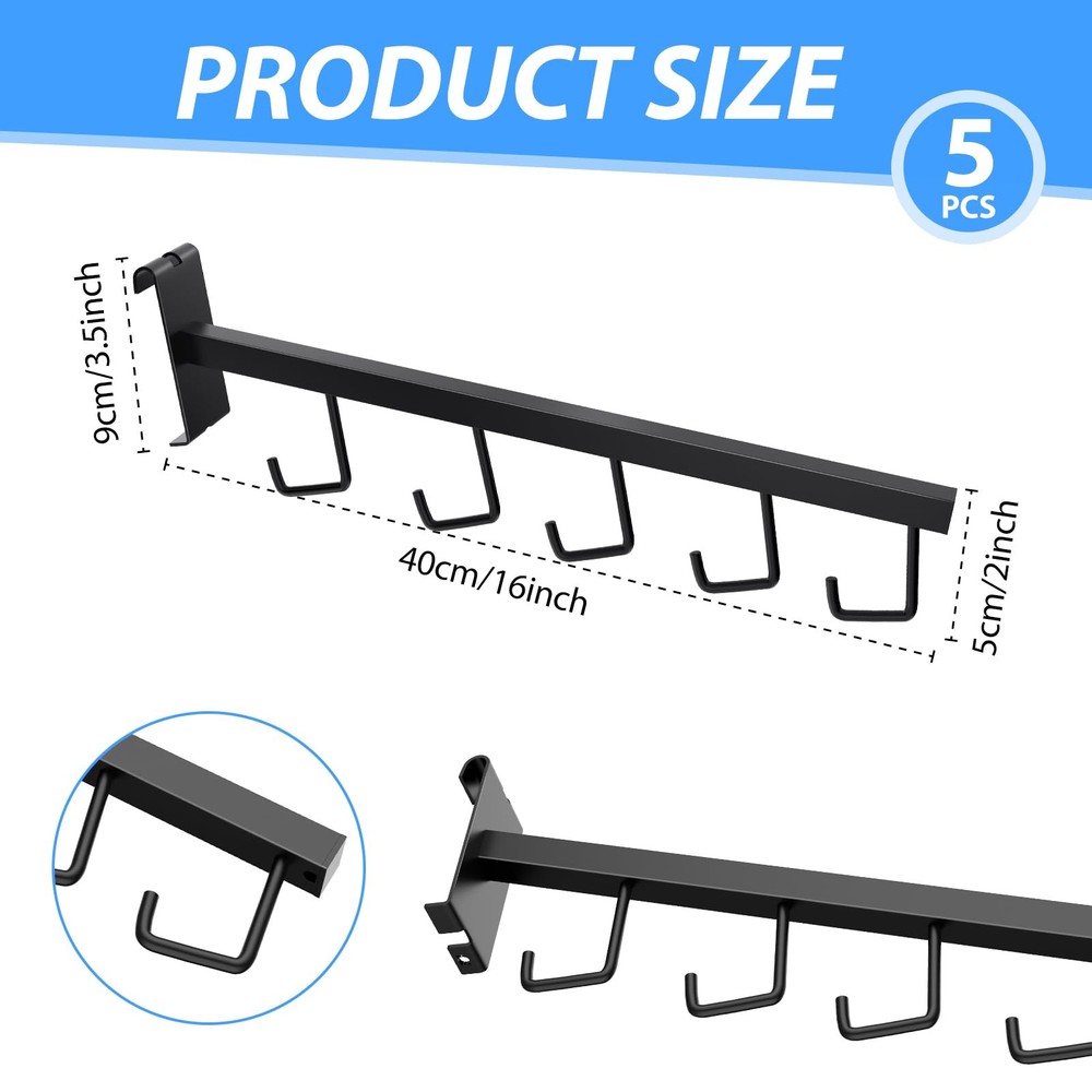5 Pack Gridwall Waterfall Faceout with 5 Hooks Gridwall Clothes Hanger Gridwall