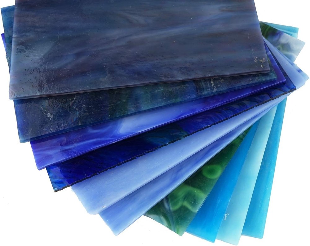 Stained Glass Sheets Variety Pack, 10-Pack Blue