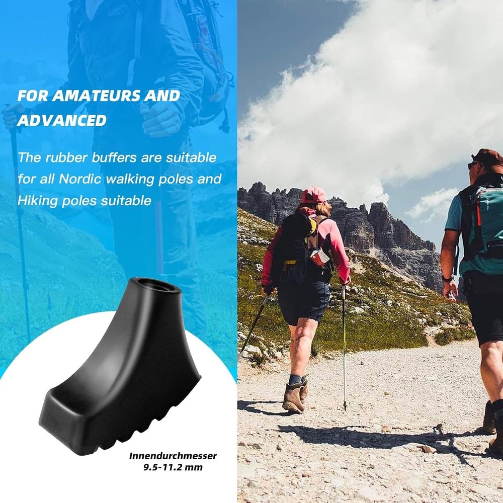 Replacement Rubber Tips for Most Trekking Poles - 6 Pack for Ultimate Support
