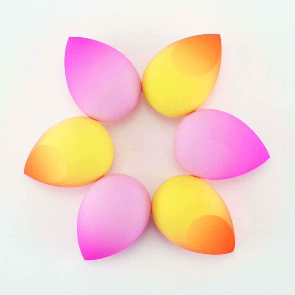 6 Piece Makeup Beauty Collection Soft Blender Sponge Set, Multi-Shapes, Gradient