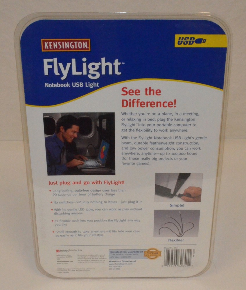 Kensington FlyLight USB Notebook Light (PC/Mac) *New* 62641