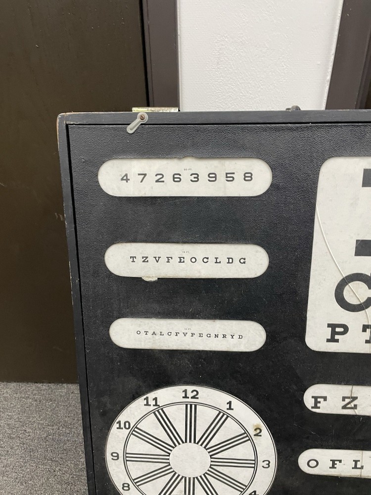 Vintage Optical Vision Visual Acuity Chart Eye Chart Light Box Green Test Co.