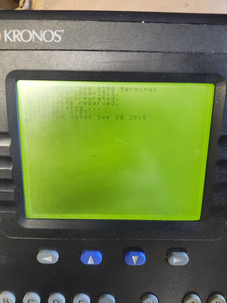 KRONOS System 4500 Time Clock Card Reader Terminal touch ID and power supply