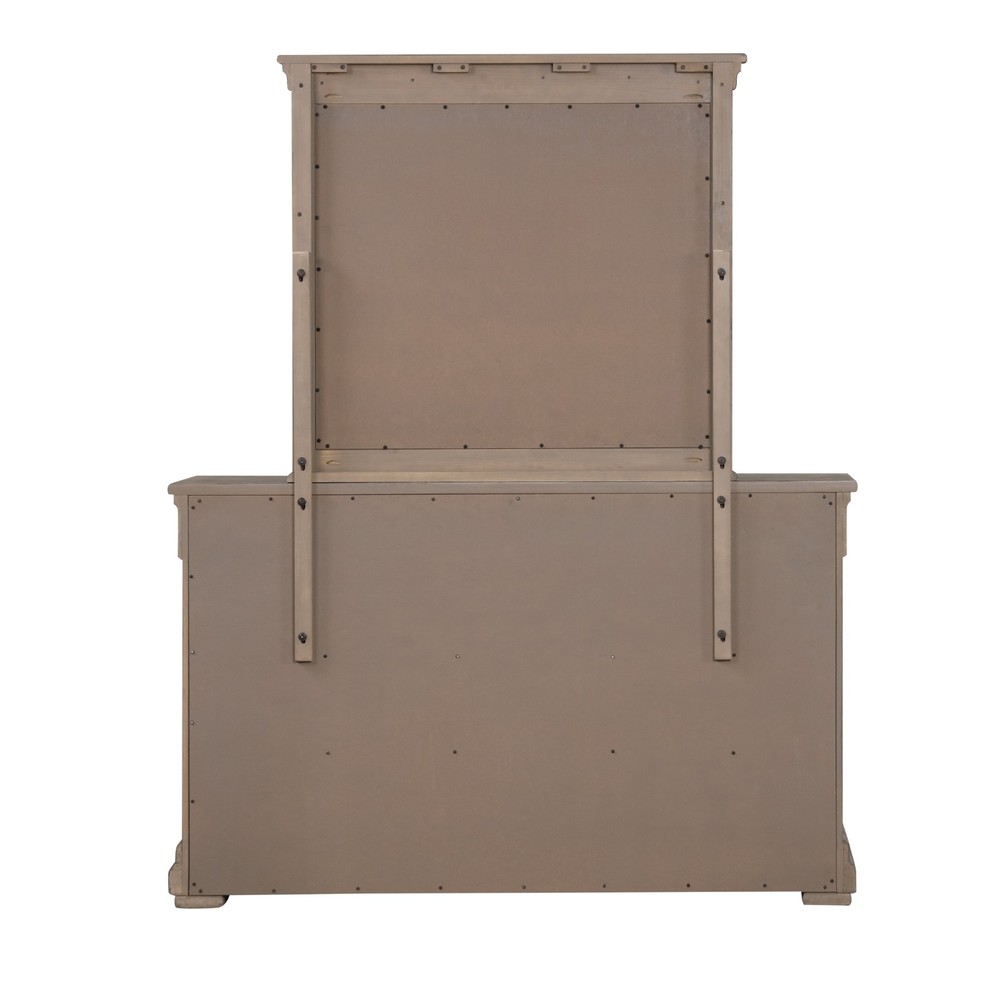 Transitional Style Queen Size 6pc Bed Set Weathered Brown Finish Bedroom