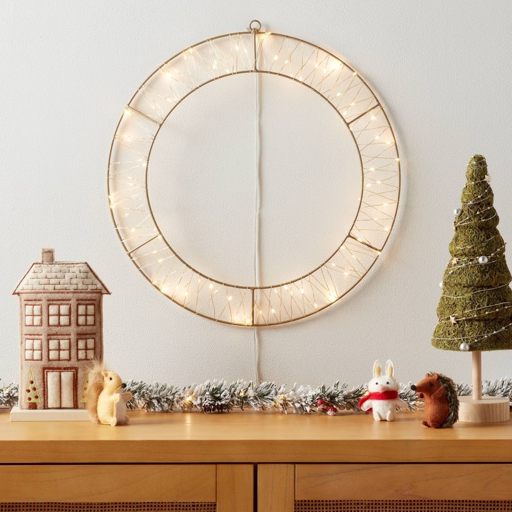 LED Dewdrop Wire Wreath Christmas Novelty Silhouette Light