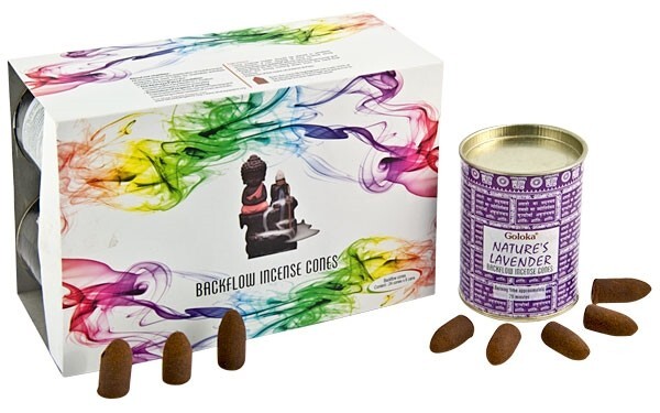 Goloka Back Flow 24 Cone Incense Tin – Lavender