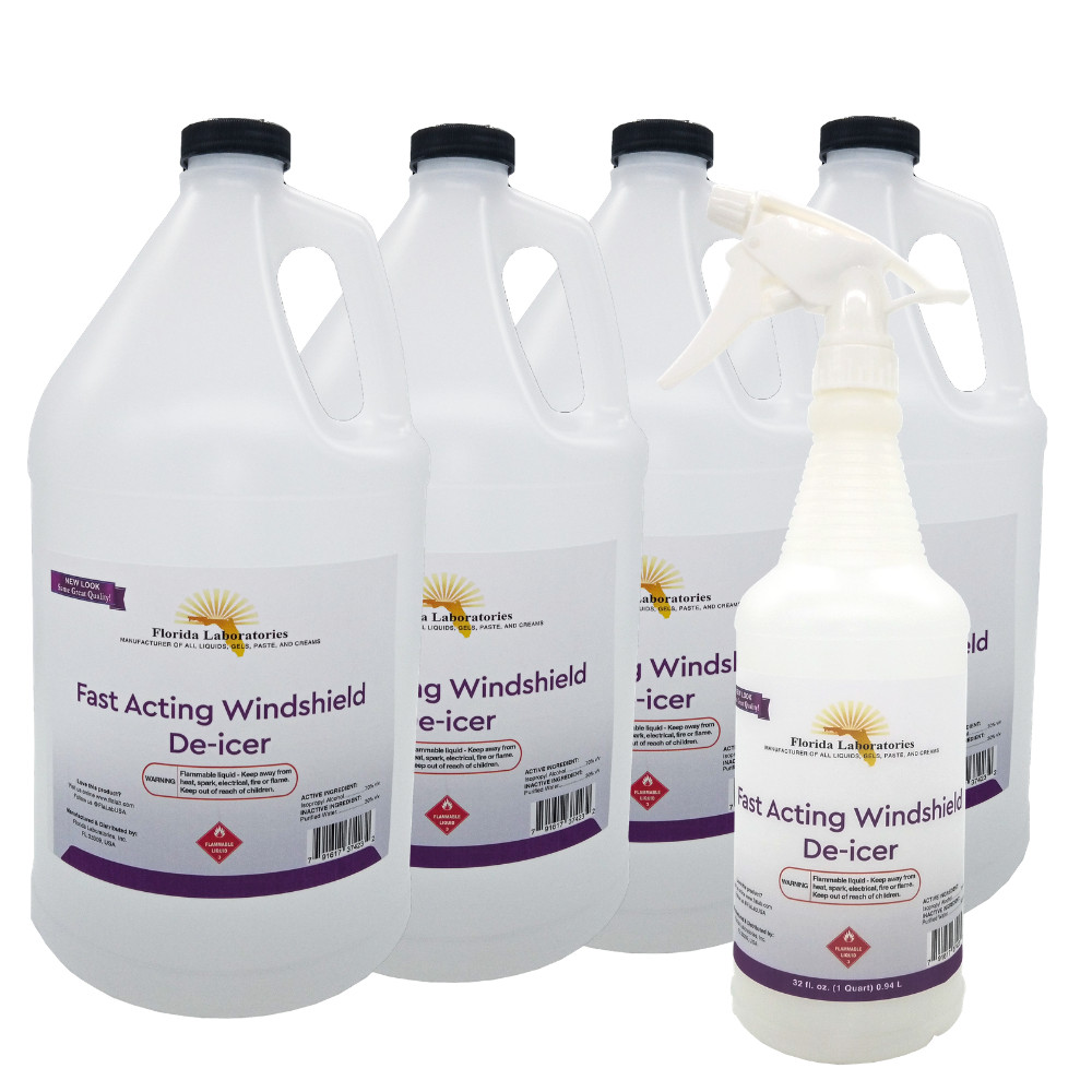 Fast Acting Windshield De-Icer - 1 Quart Spray Bottle w/ 4 Gallon Refills