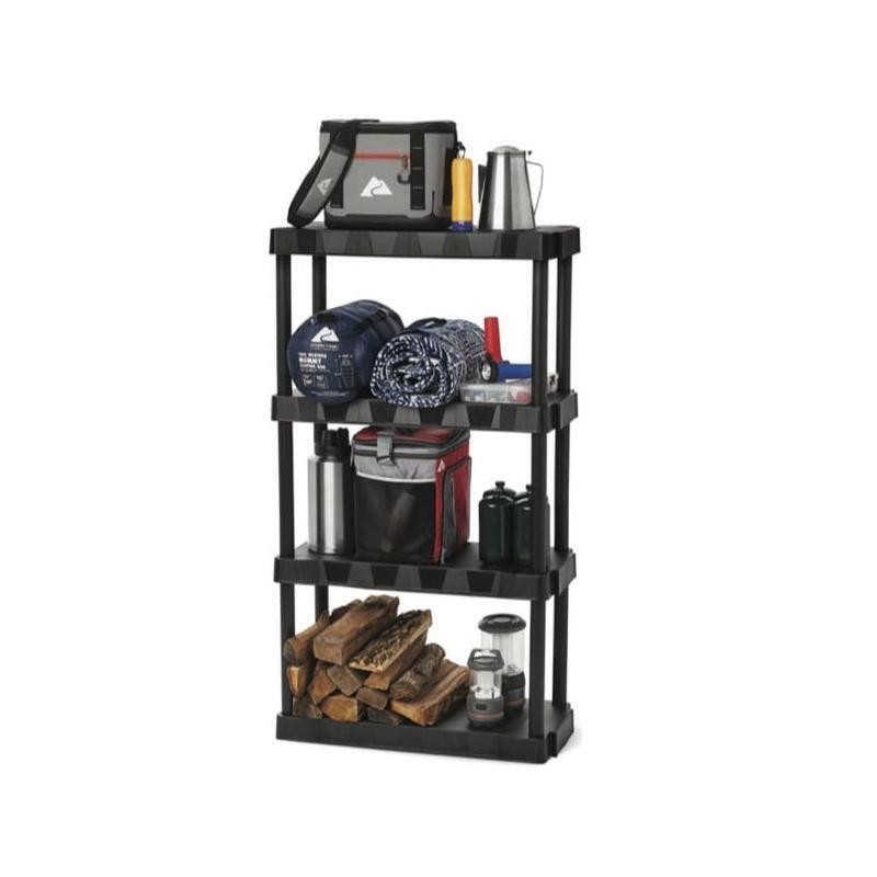 4-Tier Plastic Shelving Unit Easy Assembly Durable Storage Garage Utility New