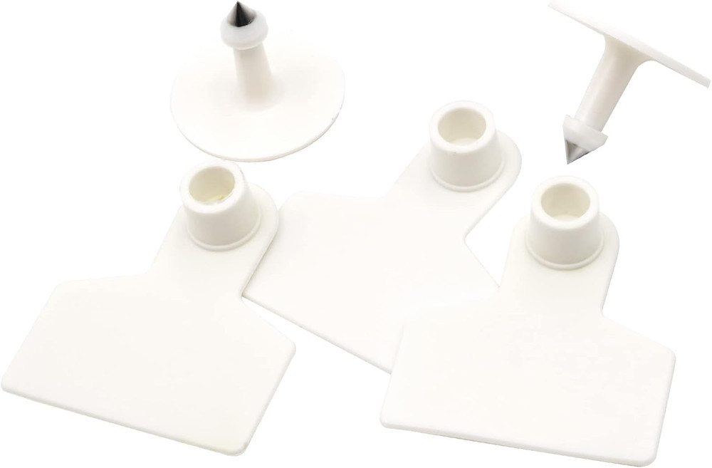 Blank Ear Tags 100 Pieces for Livestock Identification (White)