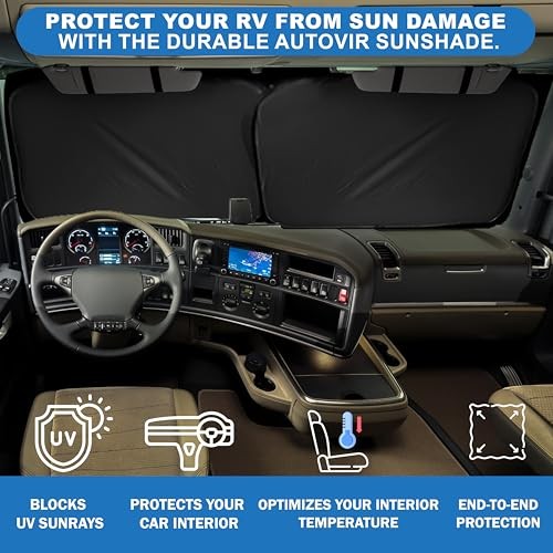 2-Piece RV Windshield Sunshade | Reflective 240T Polyester Front XX-Large