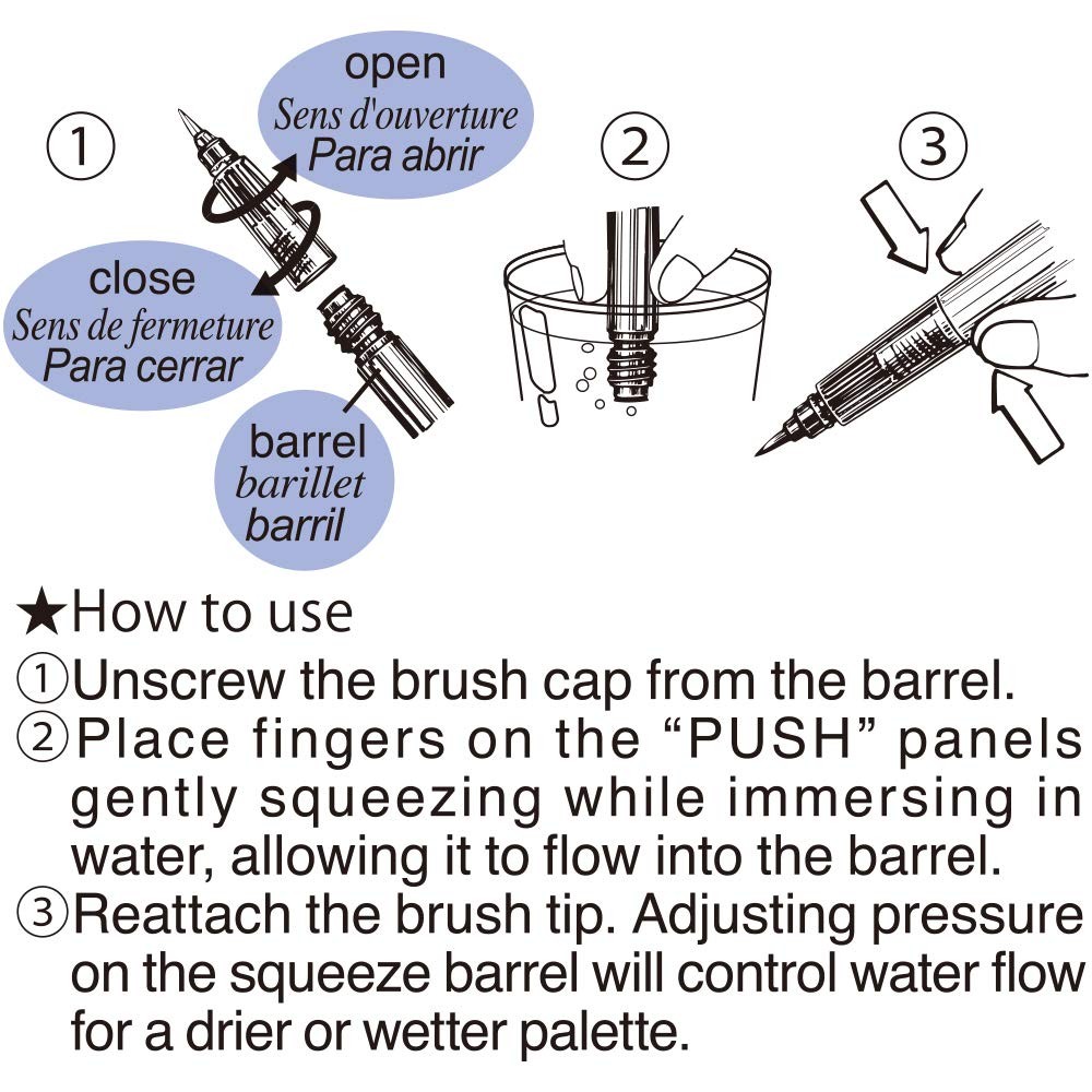 Kuretake System Brush2O, Multicolor, S