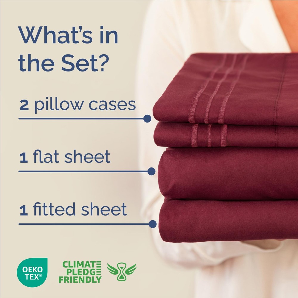 King Size 4 Piece Sheet Set - Comfy Breathable Cooling Bed Sheets Set - Hote...