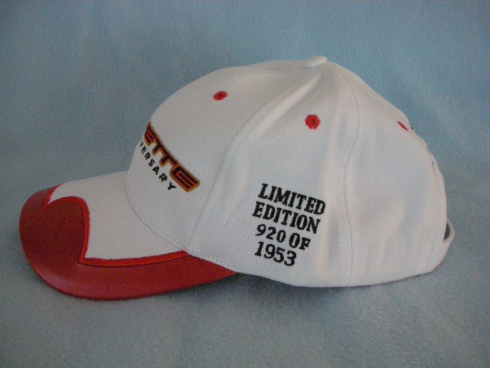 Corvette 50th Anniversary Limited Edition Cap Hat - '53 Version White/Red #1638!