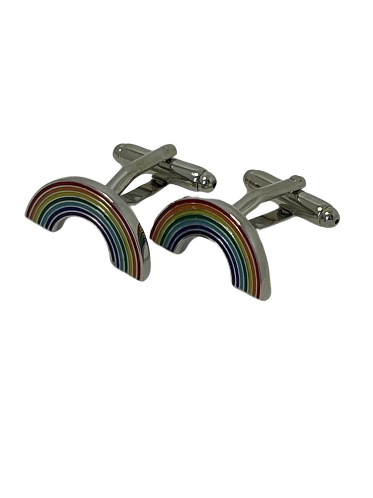 rainbow silver style cufflinks by Frederick Thomasm lgbtqia+