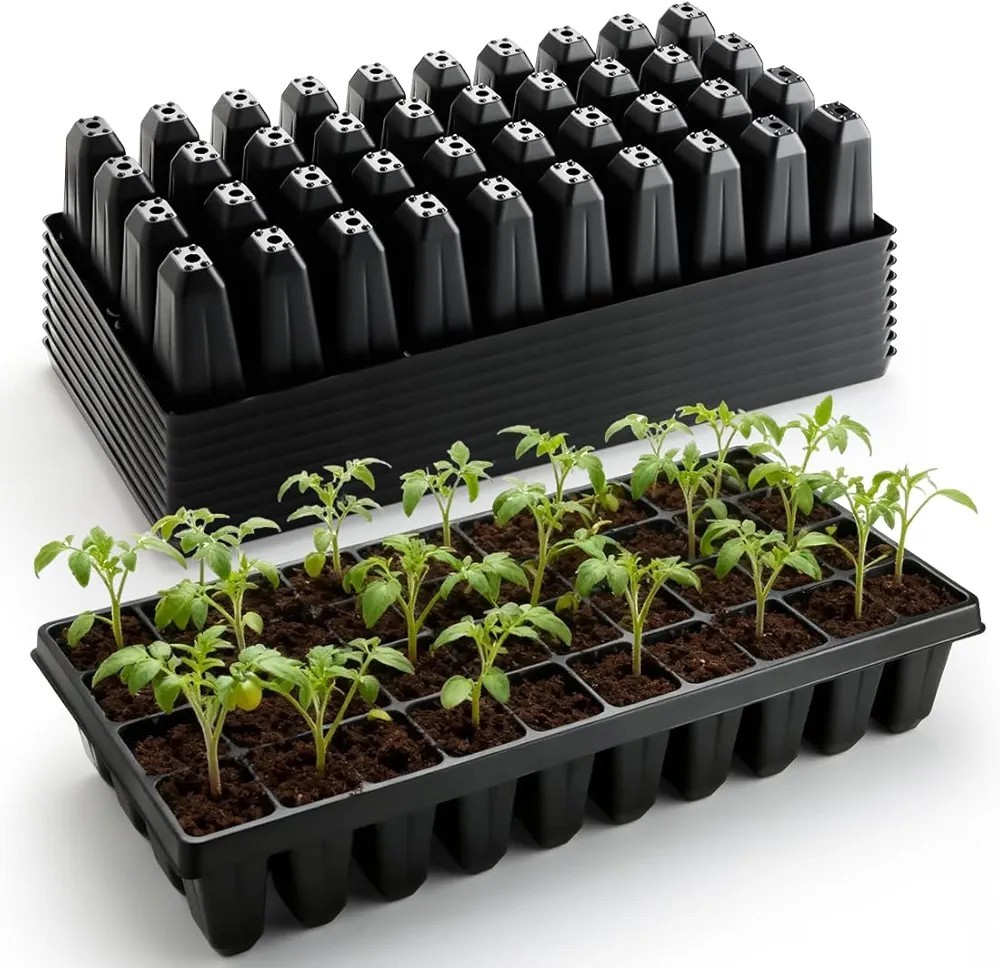 10 Pack 40 Cell Seed Starter Trays - Deep 3.9"  20" x 10"  / Reusable Plastic