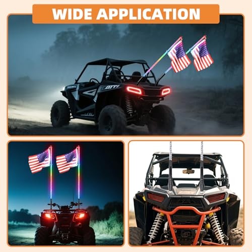 2PCS Whip Lights Spring Mounting Base, Quick Release Heavy-Duty Flat Style