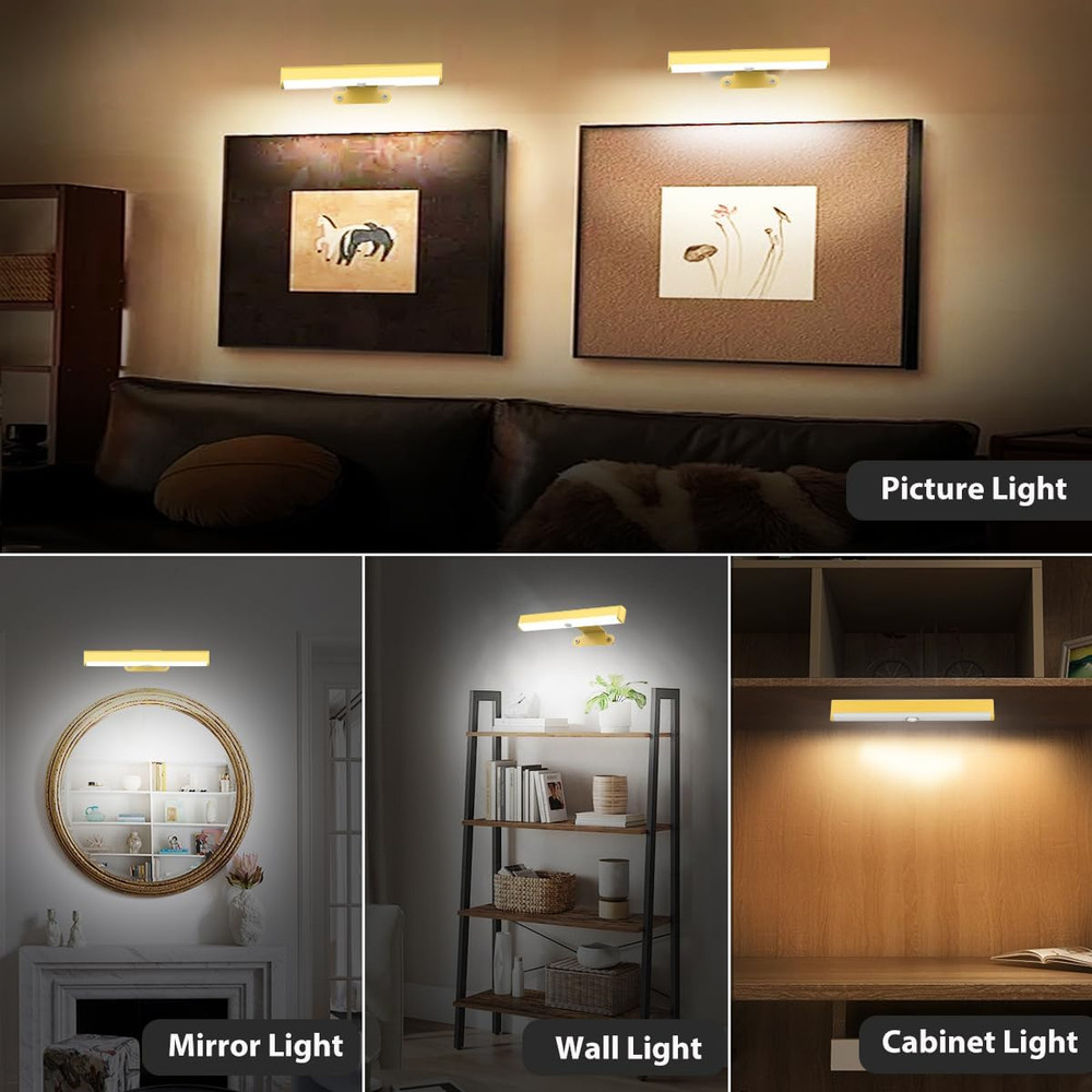 2Pack Wireless Picture Light with Remote,Battery Operated Wall Sconces for Wall