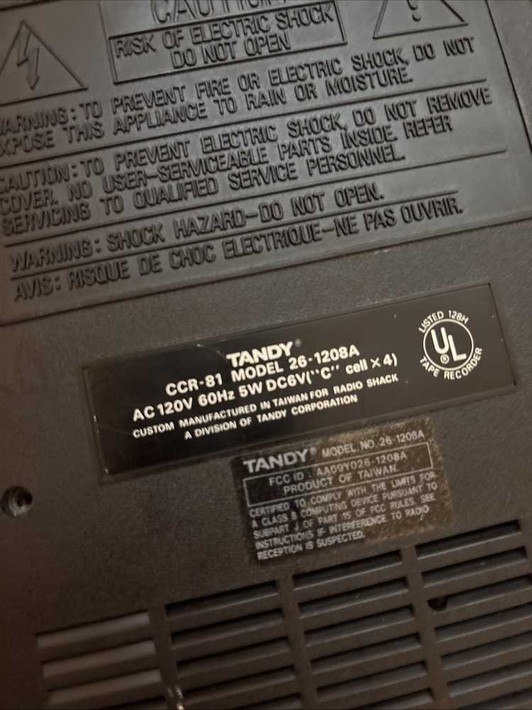 Tandy CCR-81 Portable Computer Electronic Cassette Player Recorder
