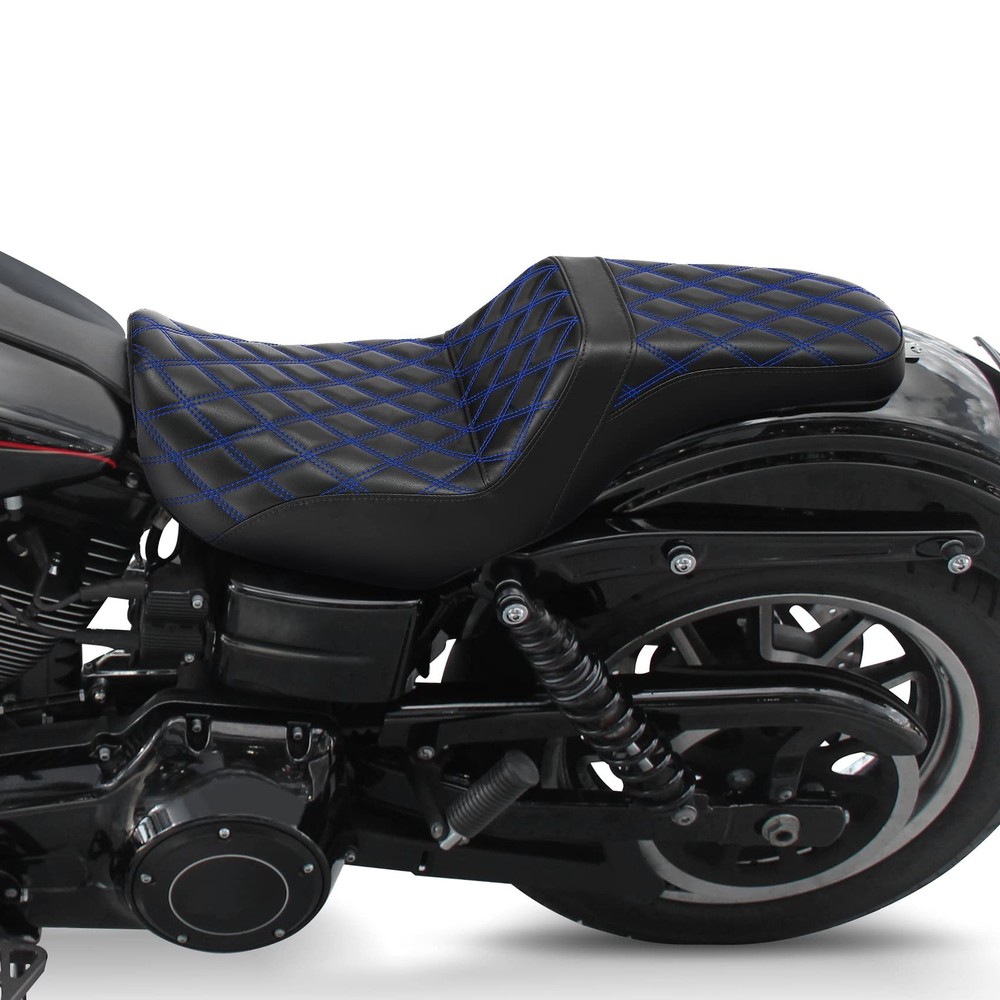 Dyna Motorcycle Seat Driver Passenger 2006-2017 Blue Stitching